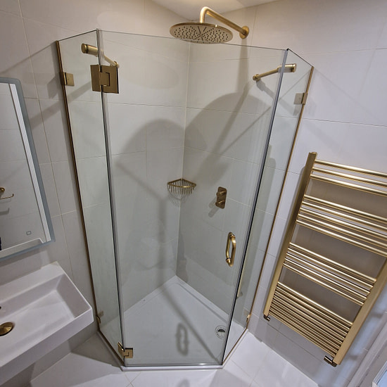 Brushed Brass Pentagon Enclosure IA Design Interior Solutions